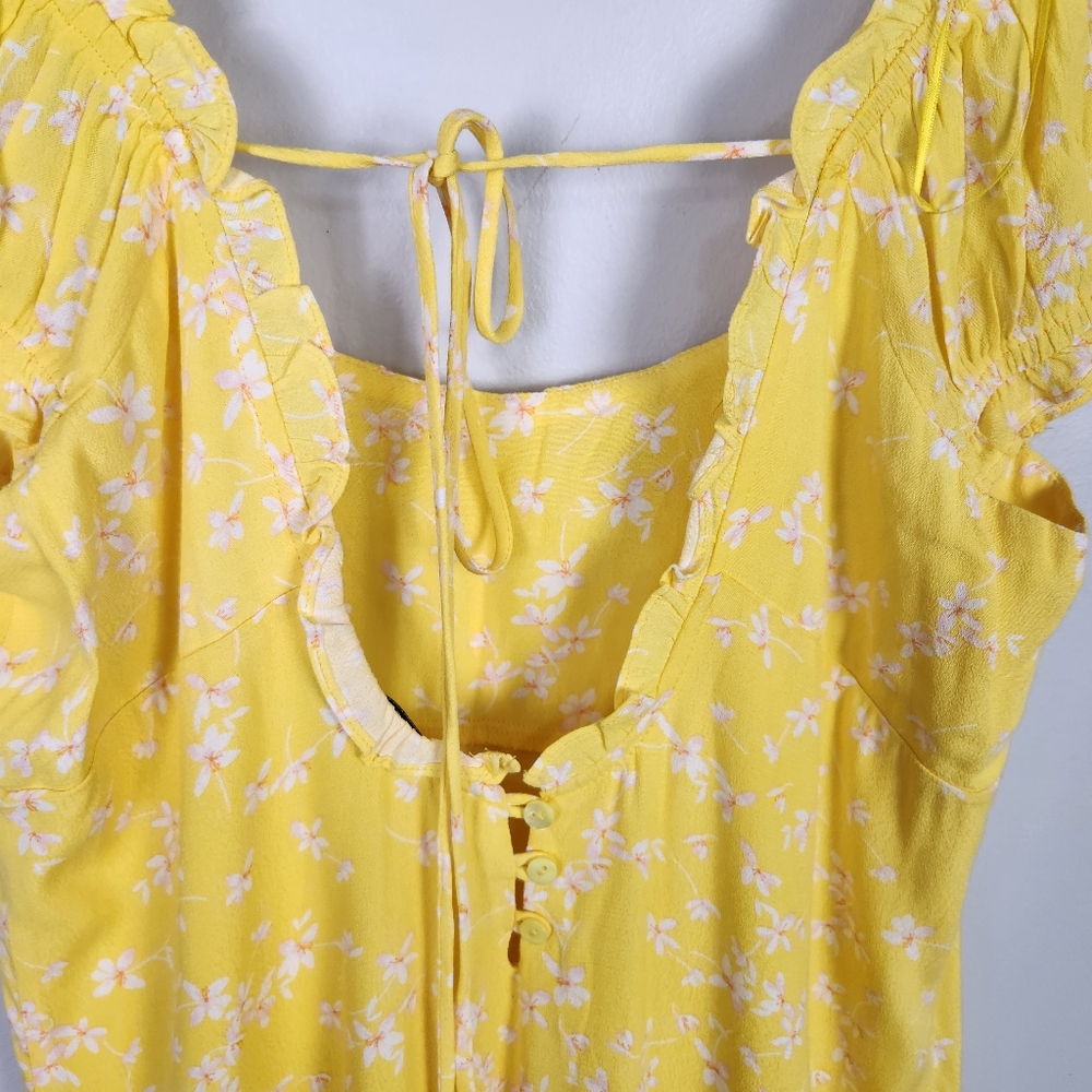 NWT Sophie Rue Yellow Multi Floral Puff Sleeve‎ Mini Peasant Dress Large #646 - Picture 6 of 14